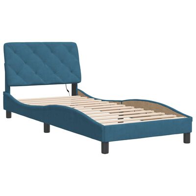 vidaXL Estrutura de cama c/ luzes LED 90x190 cm veludo azul