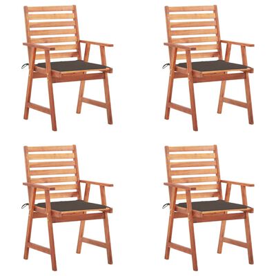 vidaXL Cadeiras de jantar p/ jardim 4 pcs c/ almofadões acácia maciça