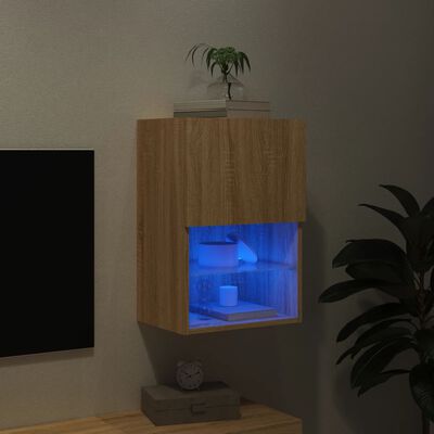 vidaXL Móvel de TV com luzes LED 40,5x30x60 cm carvalho sonoma
