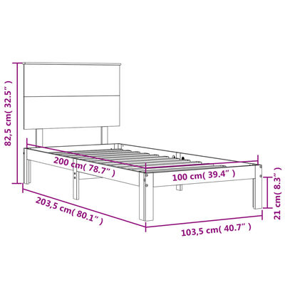 vidaXL Estrutura de cama com cabeceira 100x200cm madeira maciça branco