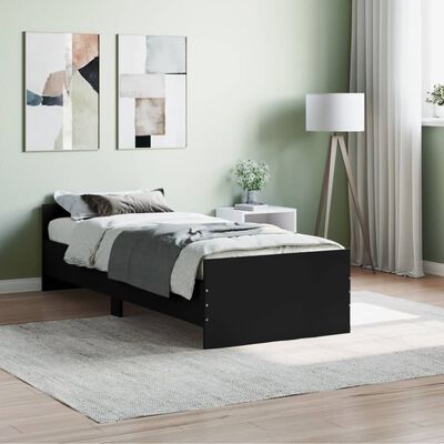 vidaXL Estrutura cama solteiro 75x190 cm derivados de madeira preto