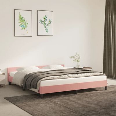 vidaXL Estrutura de cama c/ cabeceira 160x200 cm veludo rosa