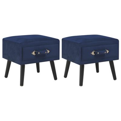 vidaXL Mesas-de-cabeceira 2 pcs 40x35x40 cm veludo azul