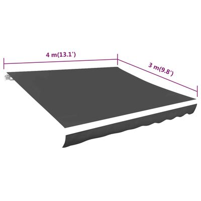 vidaXL Lona para toldo antracite 400x300 cm