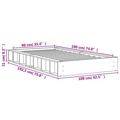 vidaXL Cama sem colchão 90x190 cm madeira de pinho maciça castanho-mel