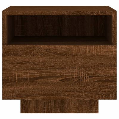 vidaXL Mesa de cabeceira c/ luzes LED 40x39x37 cm carvalho castanho