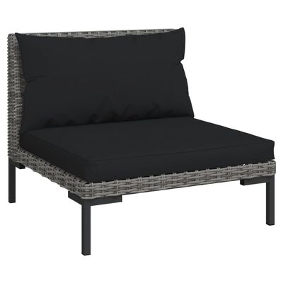 vidaXL 10 pcs conj. lounge jardim c/ almofadões vime PE cinza-escuro