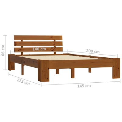 vidaXL Estrutura cama c/ cabeceira 140x200cm pinho maciço castanho-mel