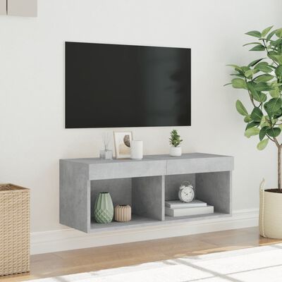 vidaXL Móvel de TV com luzes LED 80x30x30 cm cinzento cimento