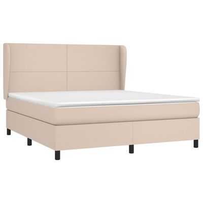 vidaXL Cama com molas/colchão 180x200 cm couro artificial cappuccino