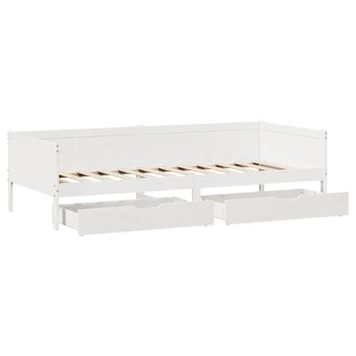 vidaXL Sofá-cama c/ gavetas 90x190 cm madeira de pinho maciça branco