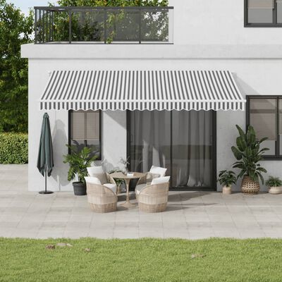 vidaXL Toldo retrátil manual com LED 500x300 cm antracite/branco