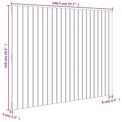 vidaXL Cabeceira de parede 146,5x3x110 cm pinho maciço castanho-mel