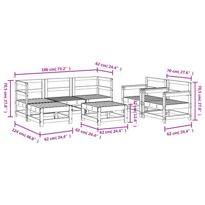 vidaXL 7 pcs conjunto lounge de jardim madeira de pinho impregnada