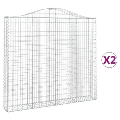 vidaXL Cestos gabião arqueados 2pcs 200x30x180/200cm ferro galvanizado