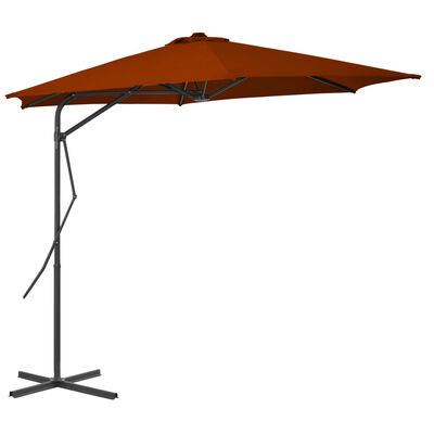 vidaXL Guarda-sol de jardim com poste de aço 300x230 cm terracota