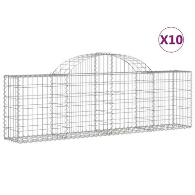 vidaXL Cestos gabião arqueados 10pcs 200x30x60/80 cm ferro galvanizado