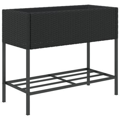 vidaXL Canteiro de jardim com prateleira 2pcs 90x40x75cm vime PE preto