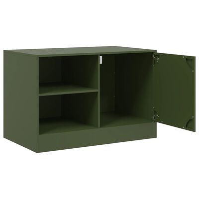 vidaXL Móvel de TV 67x39x44 aço verde azeitona