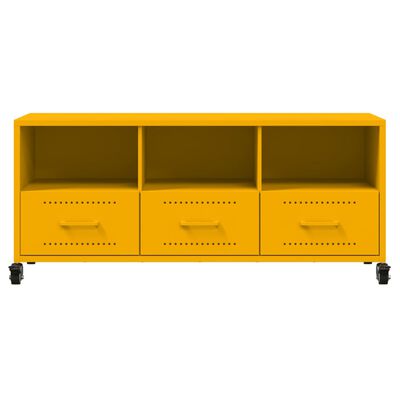 vidaXL Móvel de TV 100,5x39x43,5 cm aço amarelo mostarda