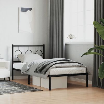 vidaXL Estrutura de cama com cabeceira 90x200 cm metal preto