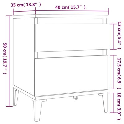 vidaXL Mesa de cabeceira 40x35x50 cm carvalho sonoma