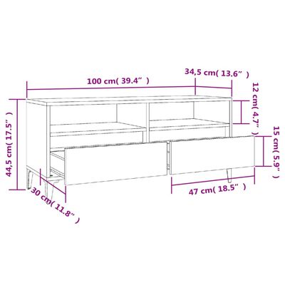 vidaXL Móvel p/ TV 100x34,5x44,5cm derivados de madeira cinza cimento