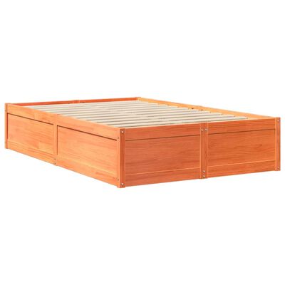 VidaXL Cama com colchão 140x190 cm pinho maciço castanho-mel