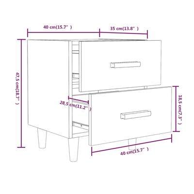 vidaXL Mesa de cabeceira 40x35x47,5 cm branco