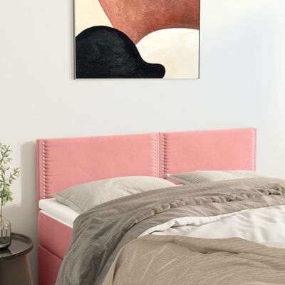 vidaXL Cabeceira de cama 2 pcs veludo 72x5x78/88 cm rosa
