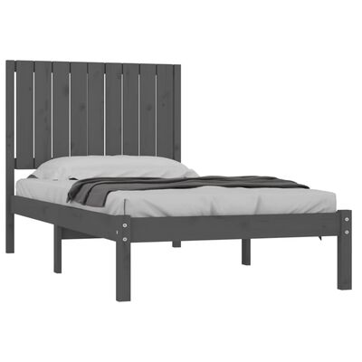 vidaXL Estrutura cama solteiro 90x200 cm pinho maciço cinzento