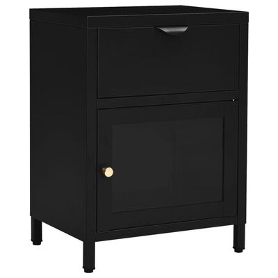 vidaXL Mesa de cabeceira 40x30x54,5 cm vidro e aço preto