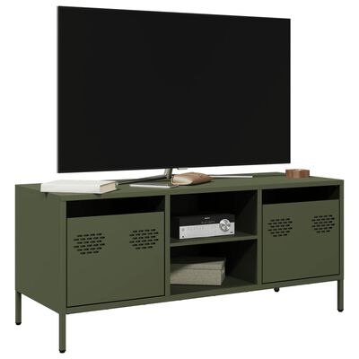 vidaXL Móvel de TV 101,5x39x43,5 cm aço laminado a frio verde-azeitona