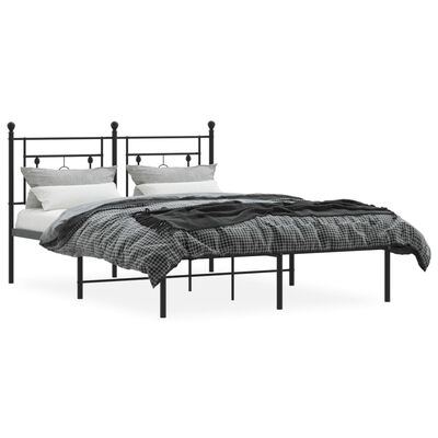 vidaXL Estrutura de cama com cabeceira 140x200 cm metal preto