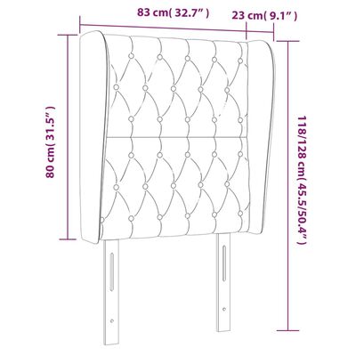 vidaXL Cabeceira de cama c/ abas tecido 83x23x118/128 cm preto