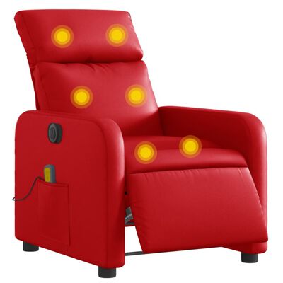 vidaXL Poltrona massagens reclinável elétrica couro artif. vermelho