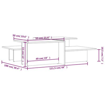 vidaXL Mesas de centro 2 pcs derivados de madeira cinzento sonoma