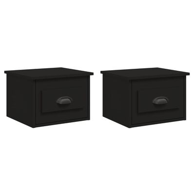 vidaXL Mesas de cabeceira de parede 2 pcs 41,5x36x28 cm preto