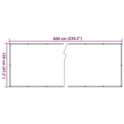 vidaXL Tela de privacidade para varanda 600x120 cm PVC creme