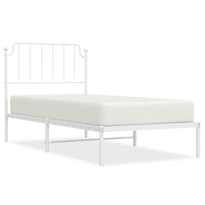 vidaXL Estrutura de cama com cabeceira 90x200 cm metal branco