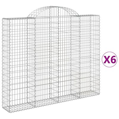 vidaXL Cestos gabião arqueados 6pcs 200x30x160/180cm ferro galvanizado