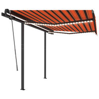 vidaXL Toldo automático LED/sensor de vento 3,5x2,5m laranja/castanho