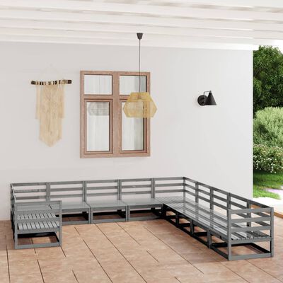 vidaXL 11 pcs conjunto lounge de jardim pinho maciço