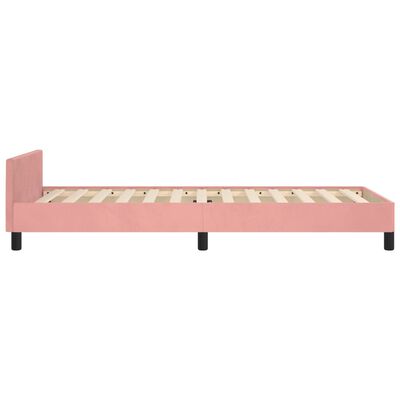 vidaXL Estrutura de cama c/ cabeceira 90x200 cm veludo rosa