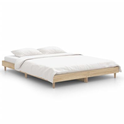 vidaXL Estrutura de cama 135x190 cm derivados madeira carvalho sonoma