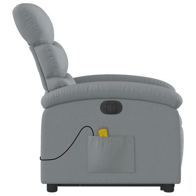 vidaXL Poltrona elétrica reclinável massagens tecido cinzento-claro