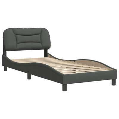 vidaXL Estrutura de cama c/ cabeceira tecido 80x200 cm cinza-escuro