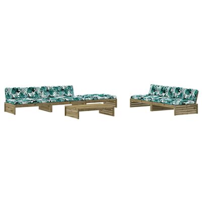 vidaXL 6 pcs conjunto lounge de jardim c/ almofadões pinho impregnado