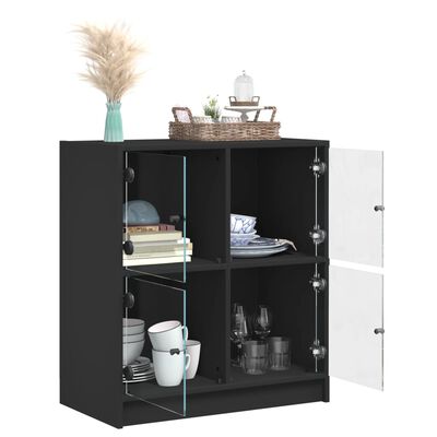 vidaXL Armário de apoio c/ portas de vidro 68x37x75,5 cm preto