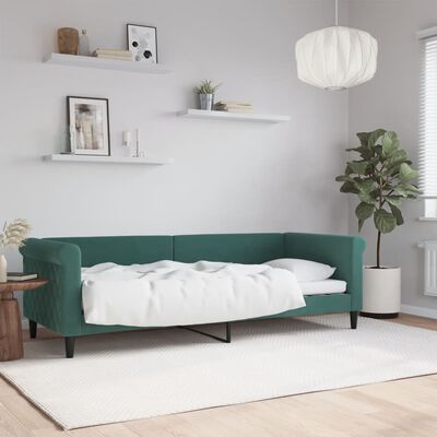 vidaXL Sofá-cama 80x200 cm veludo verde-escuro